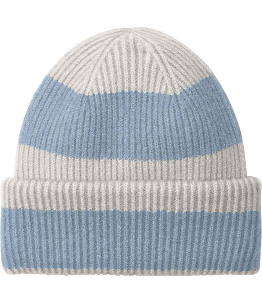Beechfield Colour Block Beanie - Natural Stone/Dusty Blue