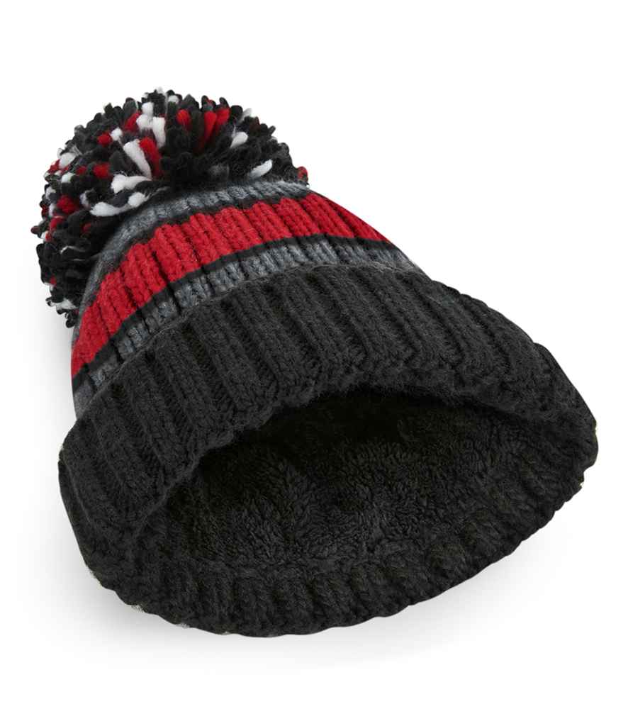 Beechfield Hygge Striped Beanie - Black Cherry