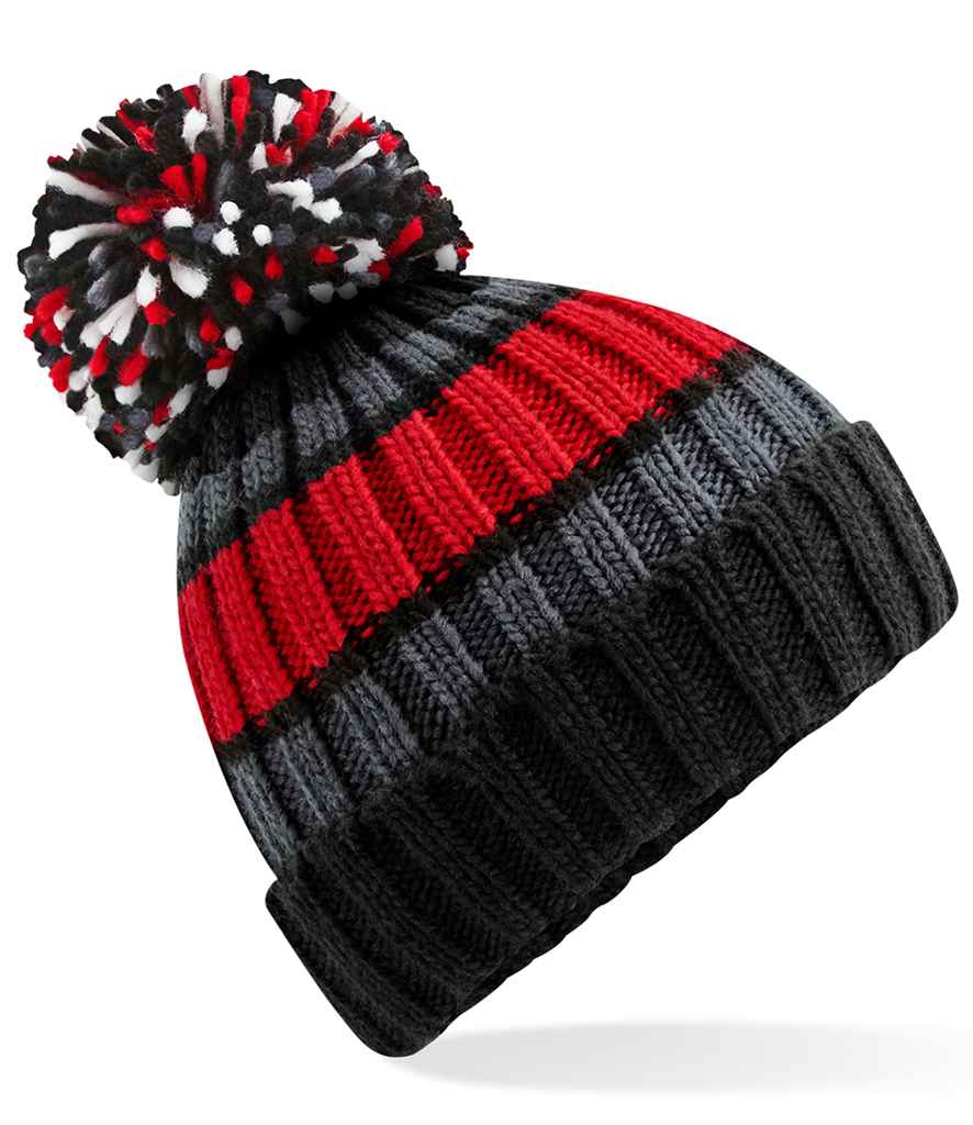 Beechfield Hygge Striped Beanie - Black Cherry