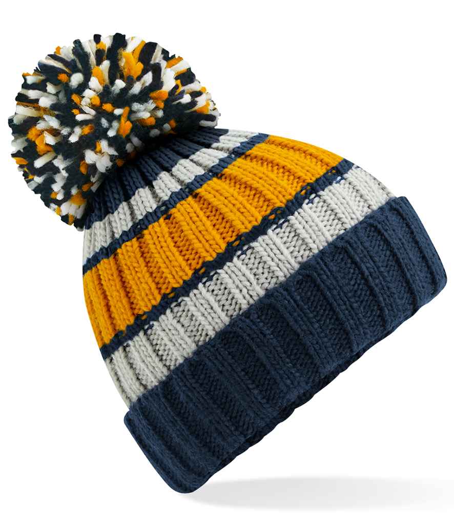 Beechfield Hygge Striped Beanie - Dijon Blue