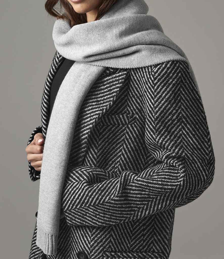 Beechfield Knitted Scarf and Beanie Gift Set - Light Grey Fleck