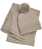 Beechfield Knitted Scarf and Beanie Gift Set - Oatmeal Fleck