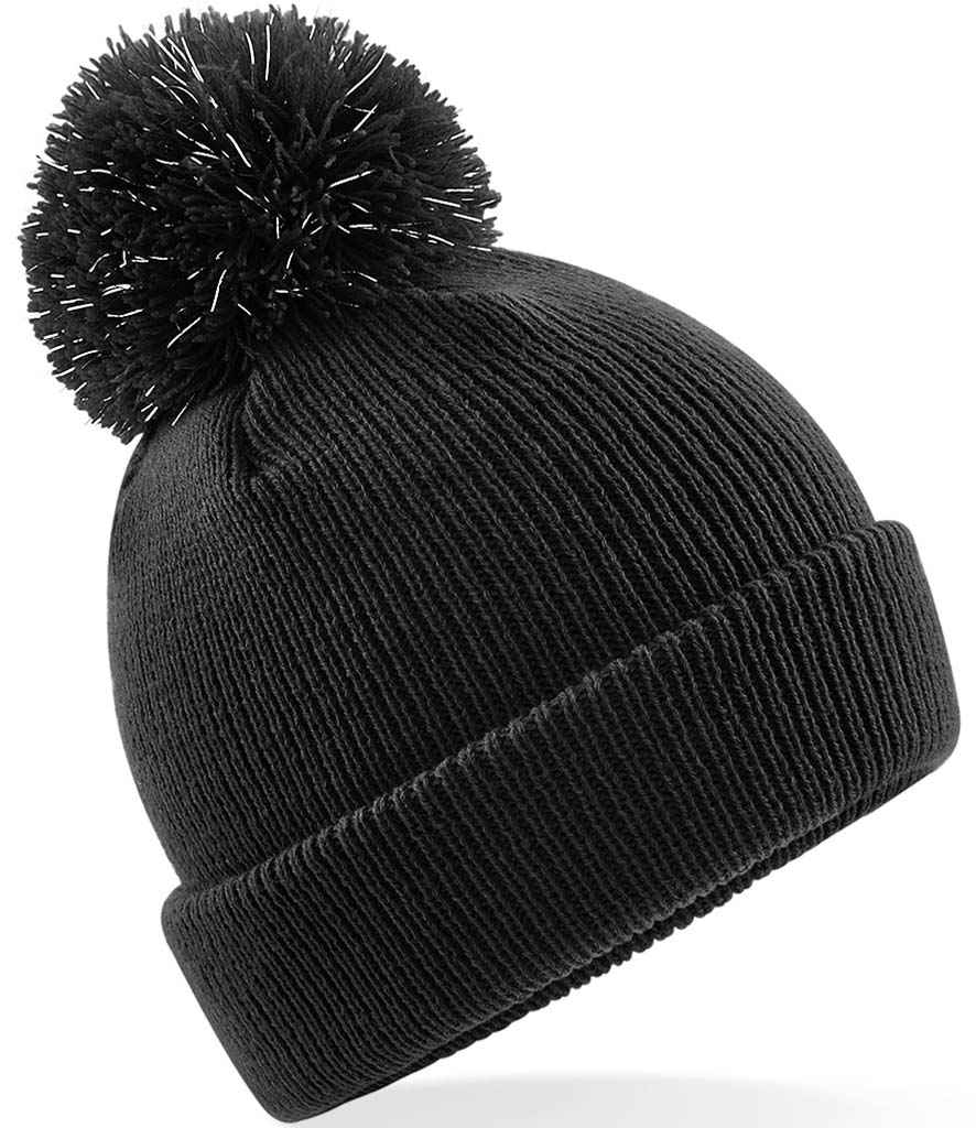 Beechfield Kids Reflective Bobble Beanie - Black