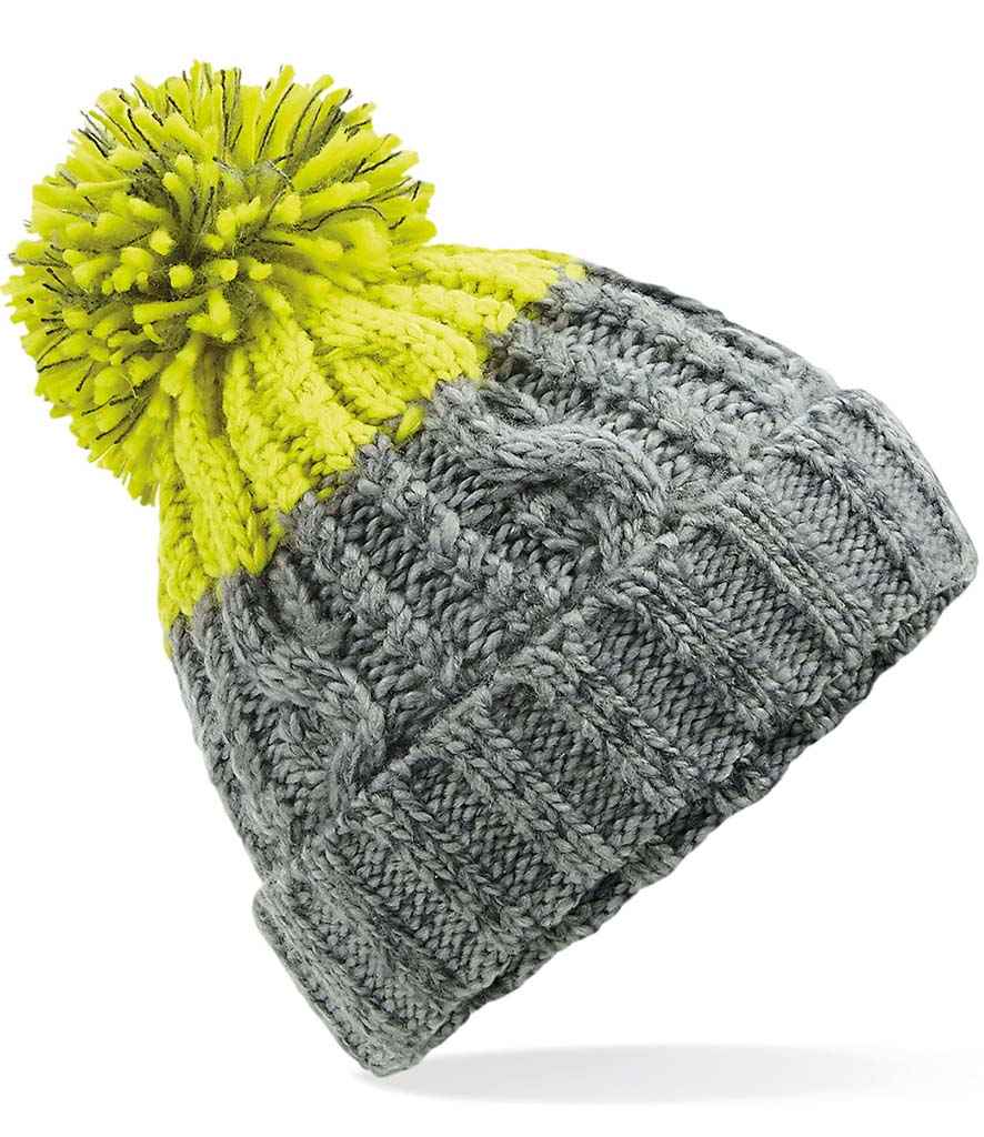 Beechfield Apres Beanie - Light Grey/Citron