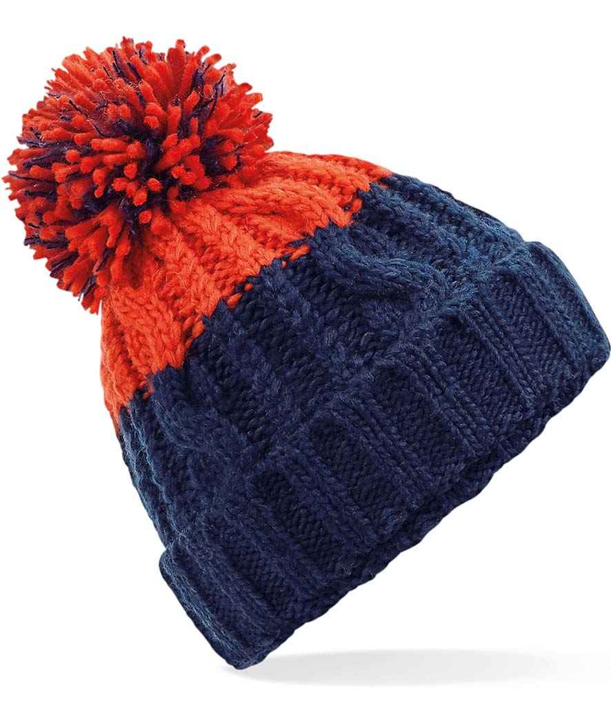 Beechfield Apres Beanie - Oxford Navy/Fire Red