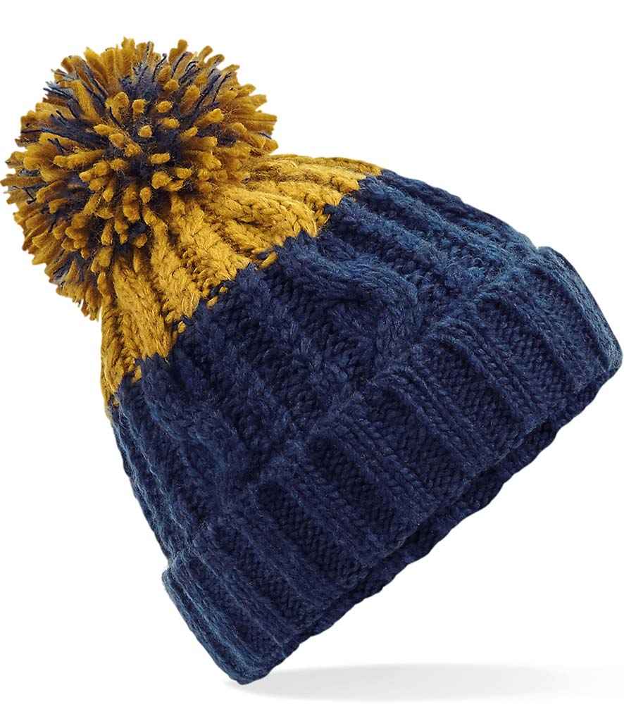 Beechfield Apres Beanie - Oxford Navy/Mustard