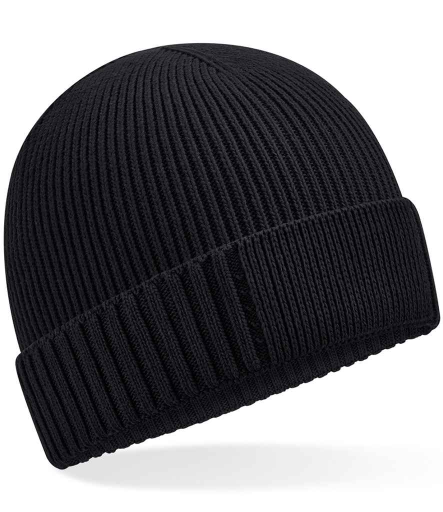 Beechfield Organic Cotton Engineered Patch Beanie - Black