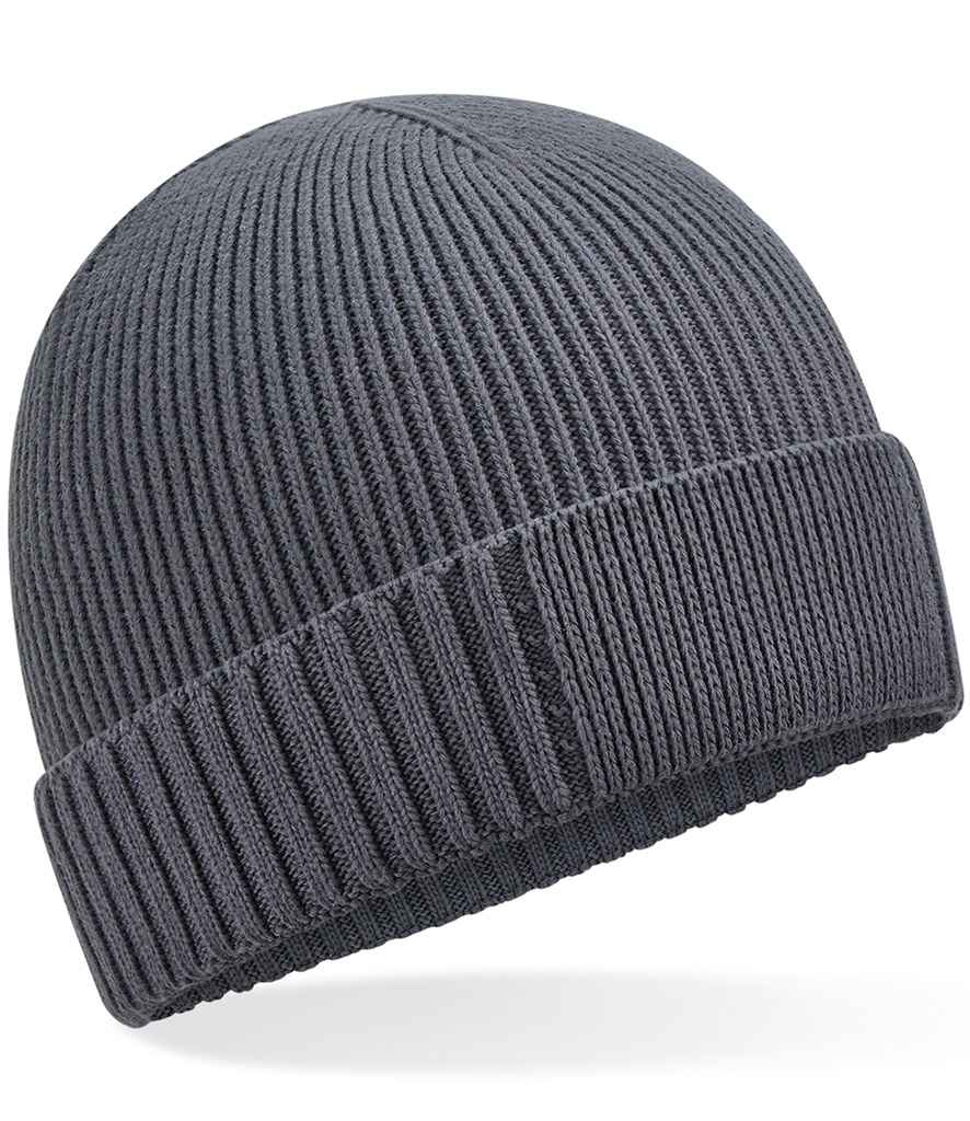 Beechfield Organic Cotton Engineered Patch Beanie - Graphite Grey