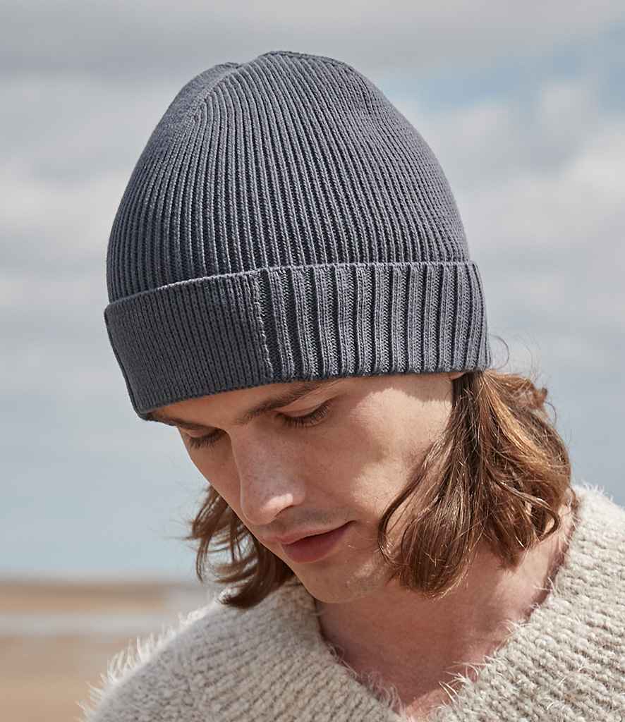 Beechfield Organic Cotton Engineered Patch Beanie - Graphite Grey