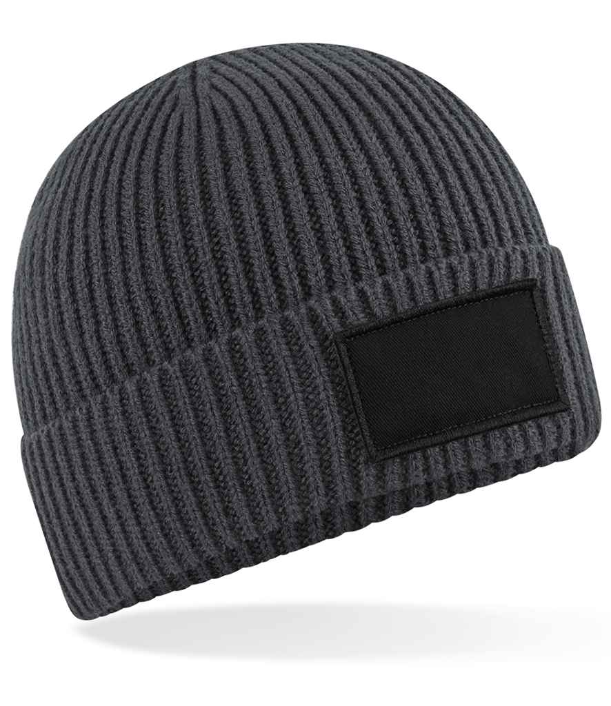 Beechfield Fashion Patch Beanie - Graphite Grey/Black