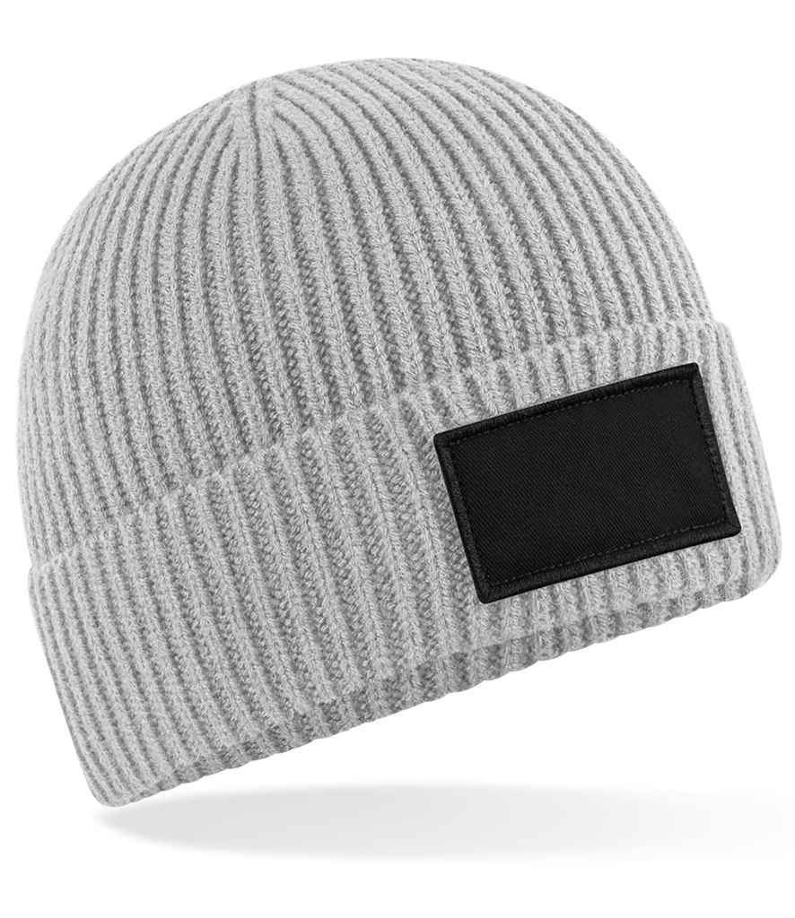 Beechfield Fashion Patch Beanie - Light Grey/Black