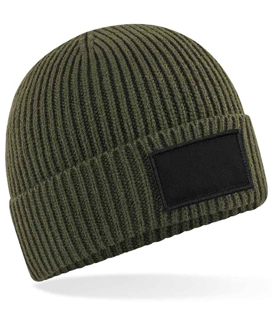 Beechfield Fashion Patch Beanie - Military Green/Black