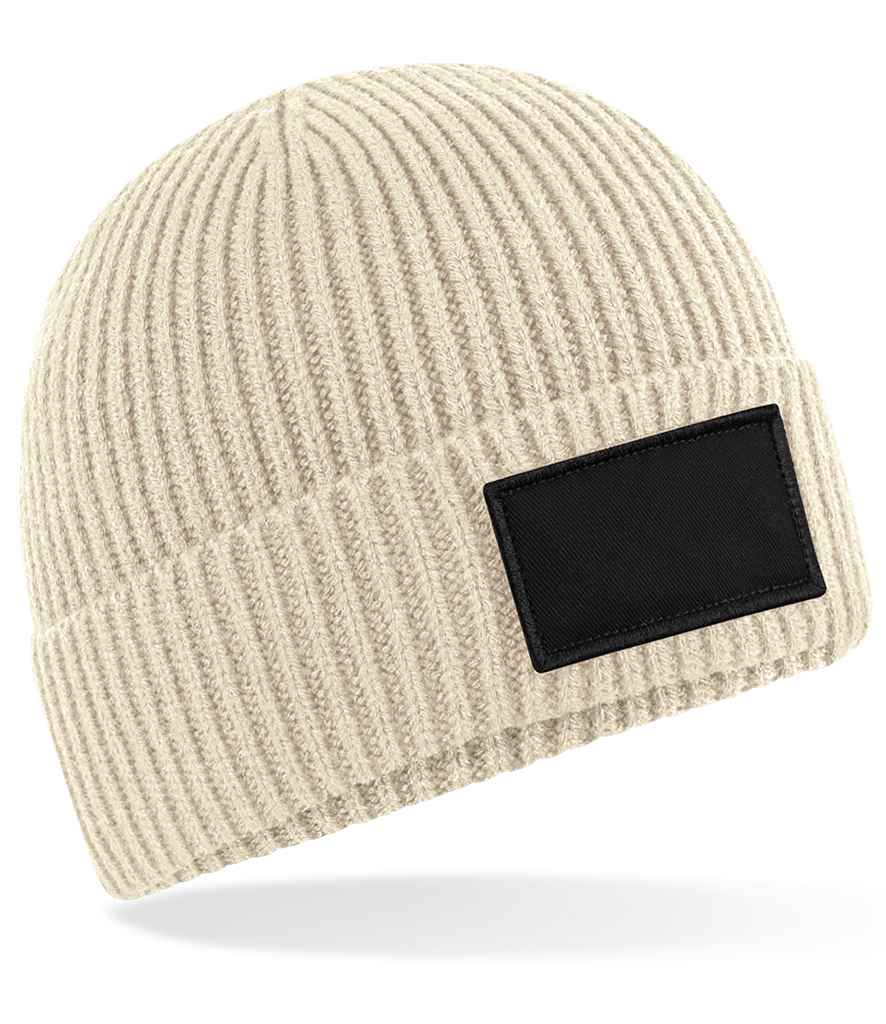 Beechfield Fashion Patch Beanie - Oatmeal/Black