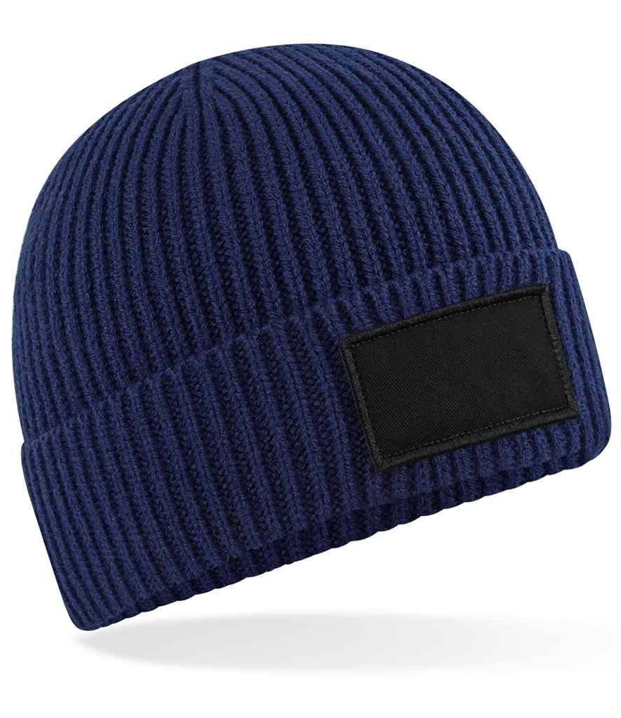 Beechfield Fashion Patch Beanie - Oxford Navy/Black