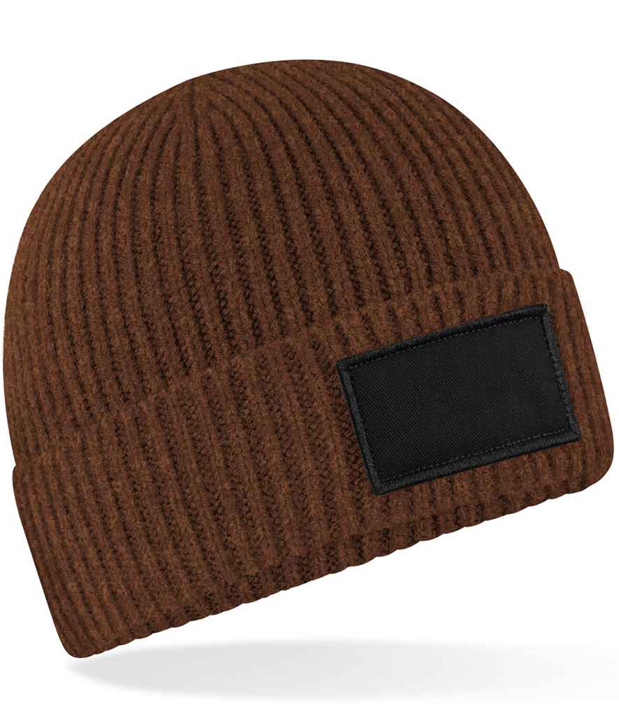 Beechfield Fashion Patch Beanie - Walnut/Black