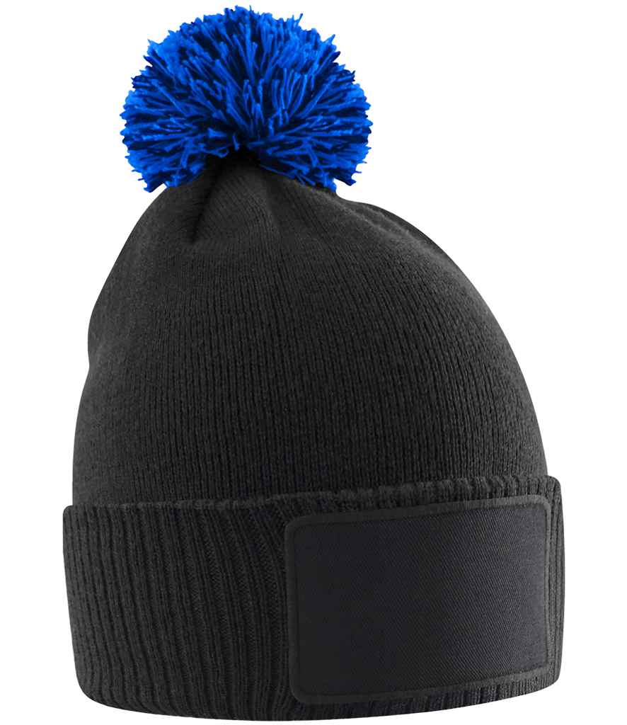 Beechfield Kids Snowstar® Patch Beanie - Black/Bright Royal