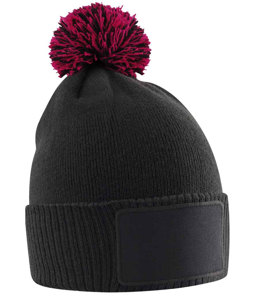 Beechfield Kids Snowstar® Patch Beanie - Black/Classic Red