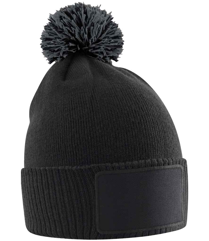 Beechfield Kids Snowstar® Patch Beanie - Black/Graphite Grey