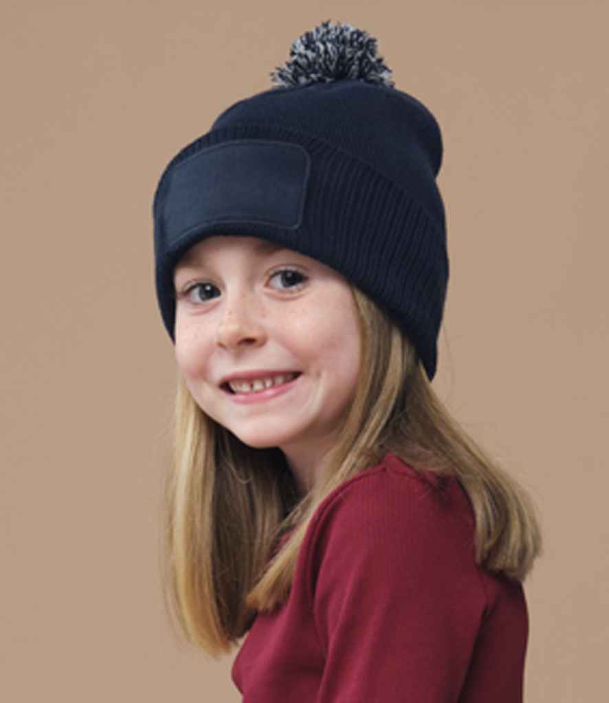 Beechfield Kids Snowstar® Patch Beanie - French Navy/Light Grey