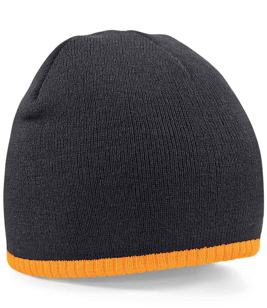 Beechfield Two Tone Pull-On Beanie - Black/Fluorescent Orange
