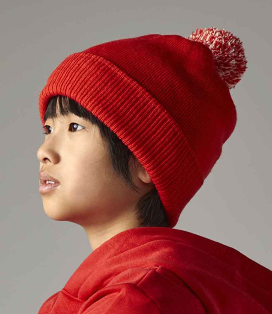 Beechfield Kids Snowstar® Beanie - Bright Red/Off White
