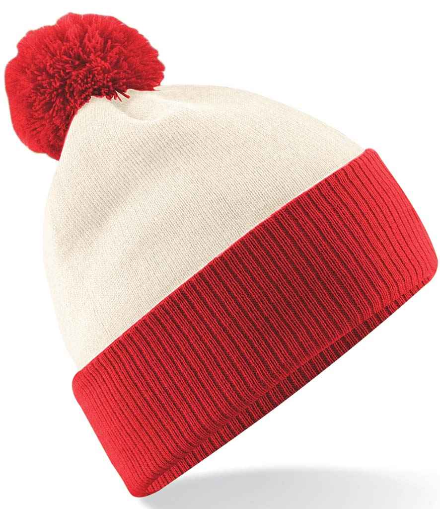 Beechfield Snowstar® Two Tone Beanie - Off White/Bright Red