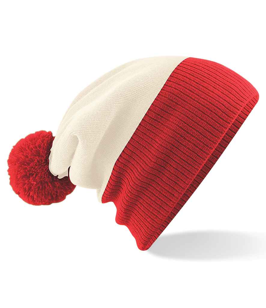 Beechfield Snowstar® Two Tone Beanie - Off White/Bright Red
