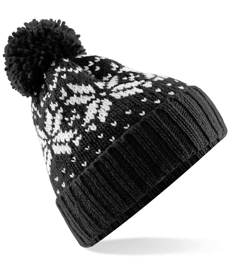 Beechfield Fair Isle Snowstar® Beanie - Black/White