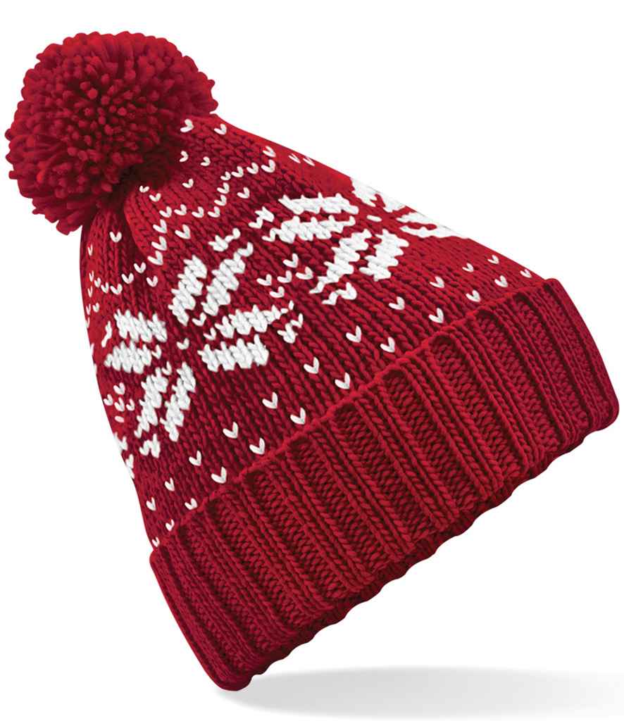 Beechfield Fair Isle Snowstar® Beanie - Classic Red/White