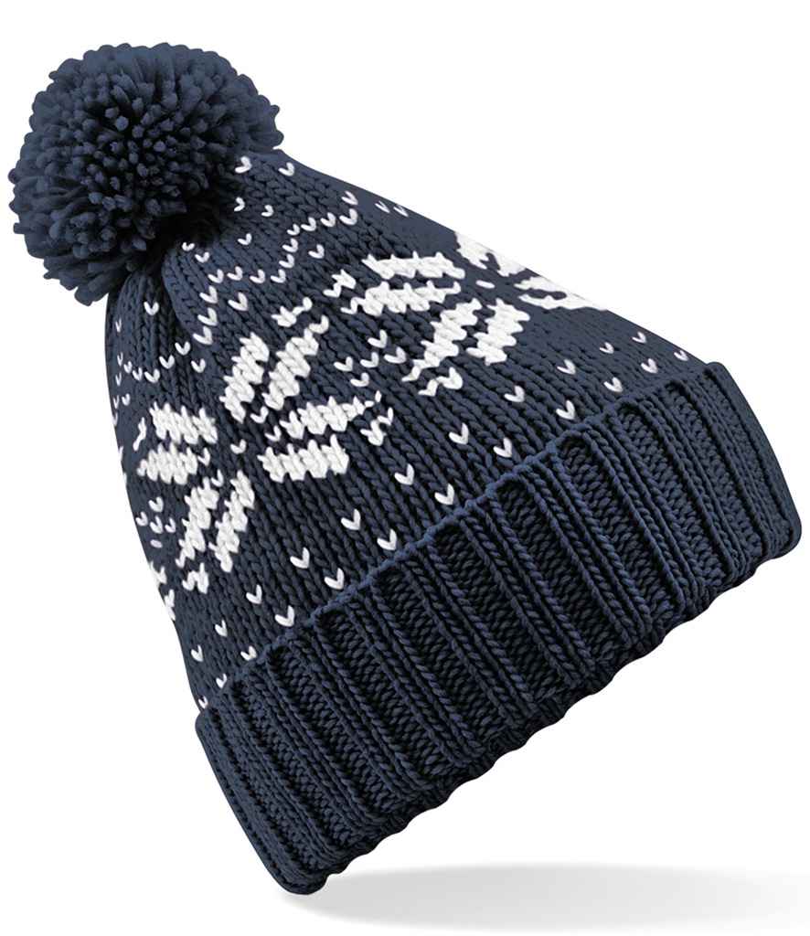 Beechfield Fair Isle Snowstar® Beanie - French Navy/White