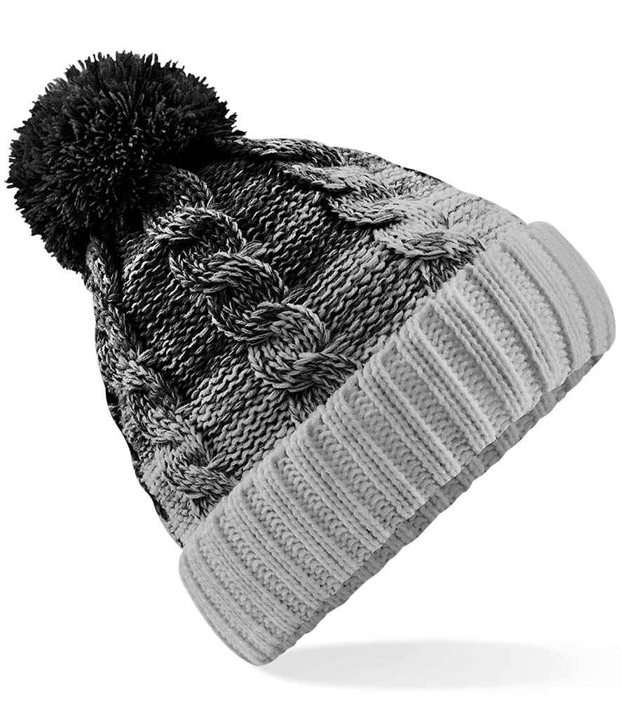 Beechfield Ombré Pom Pom Beanie - Black/Light Grey