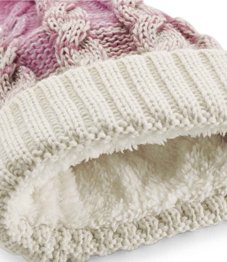 Beechfield Ombré Pom Pom Beanie - Dusky Pink/Off White