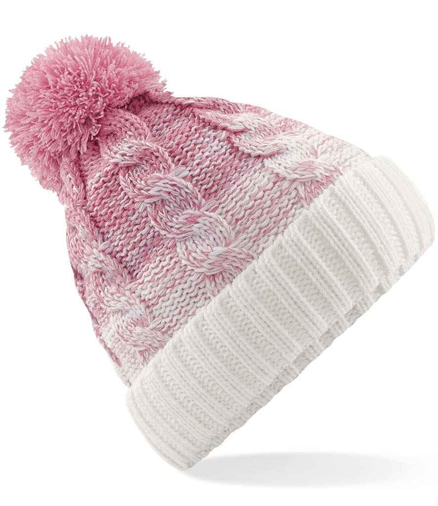 Beechfield Ombré Pom Pom Beanie - Dusky Pink/Off White