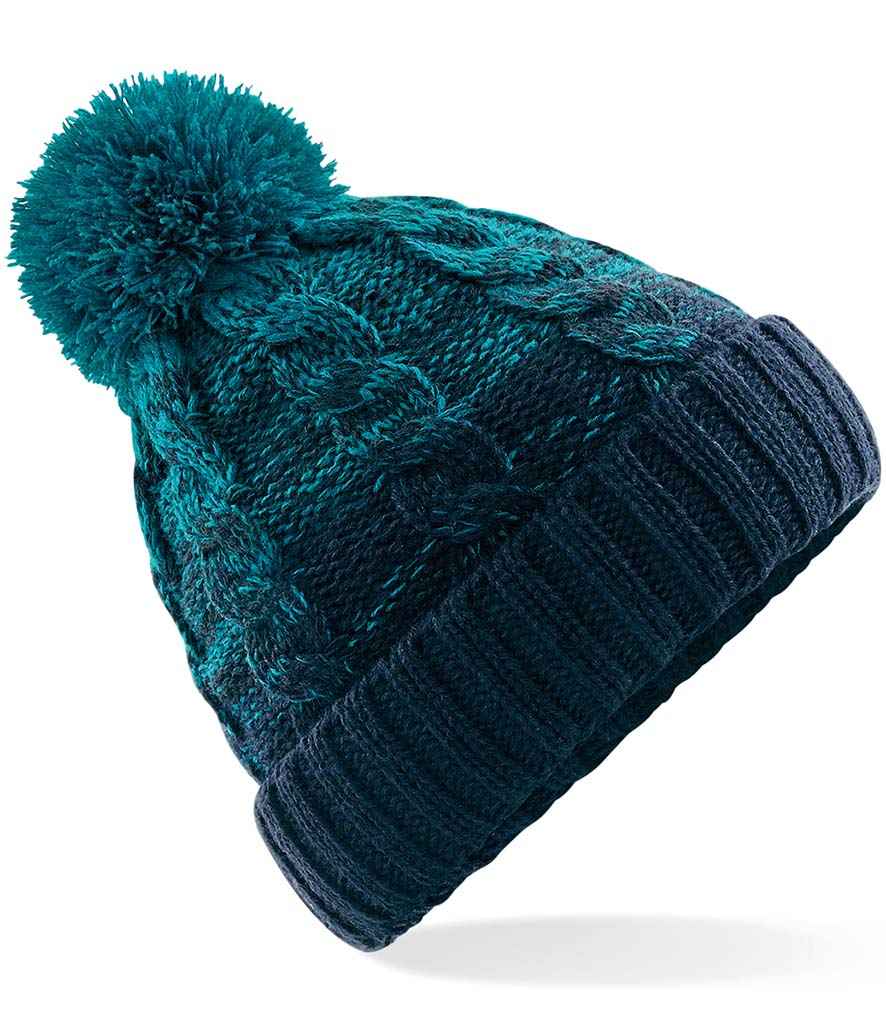Beechfield Ombré Pom Pom Beanie - Teal/French Navy