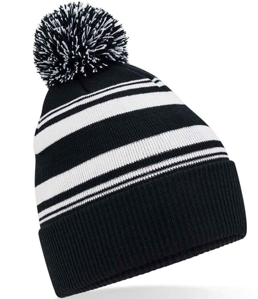 Beechfield Striped Fan Beanie - Black/White