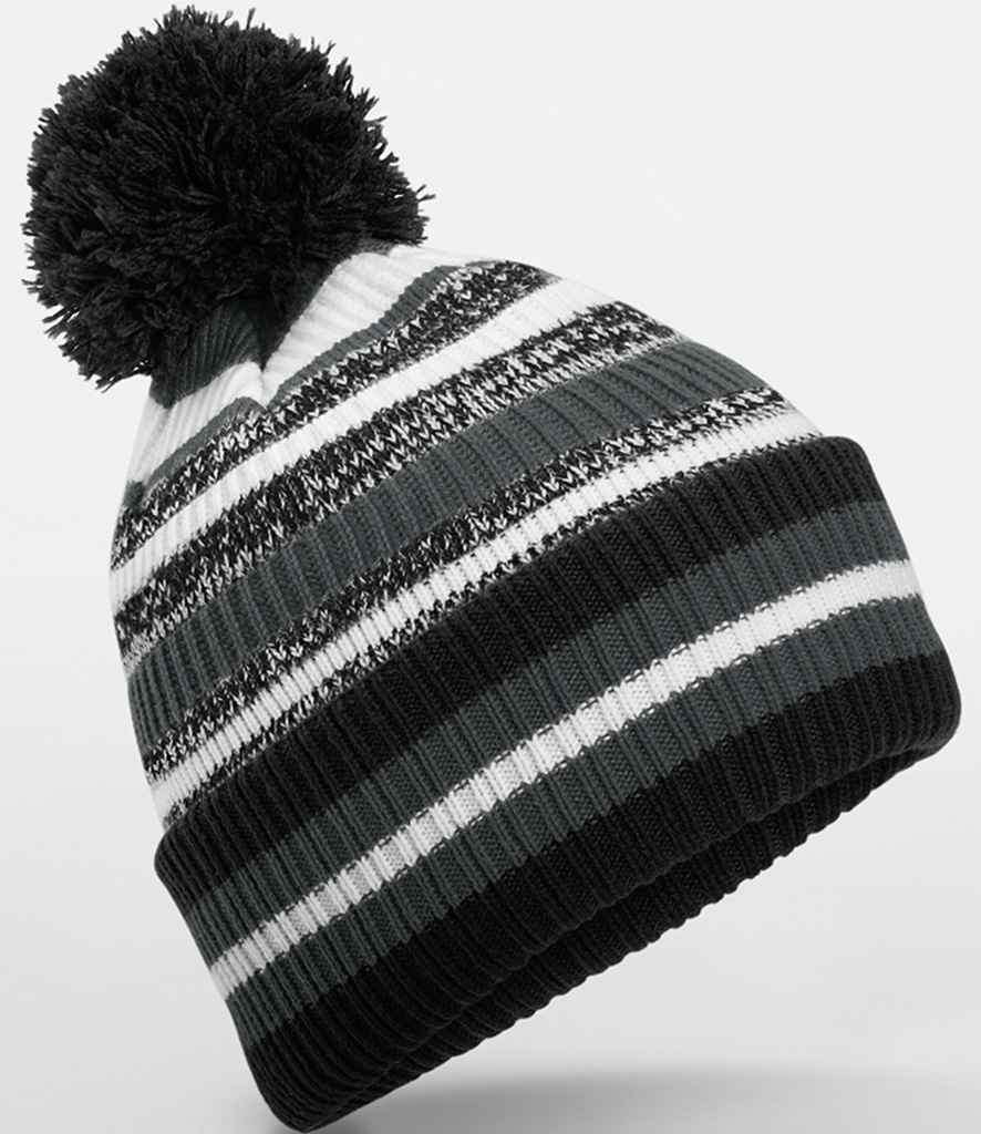 Beechfield Multi-Sport Fan Beanie - Black/Graphite Grey/White