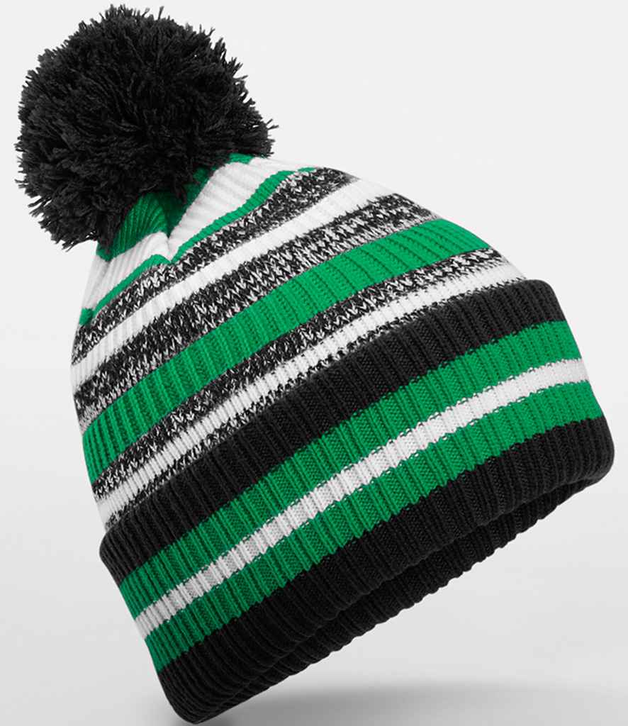 Beechfield Multi-Sport Fan Beanie - Black/Kelly Green/White