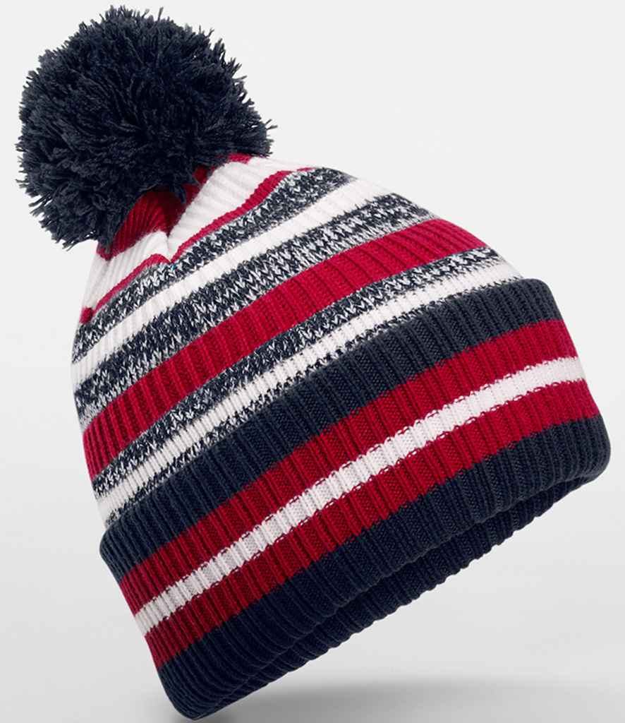 Beechfield Multi-Sport Fan Beanie - French Navy/Classic Red/White