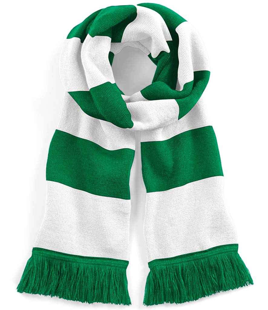Beechfield Stadium Scarf - Kelly Green/White