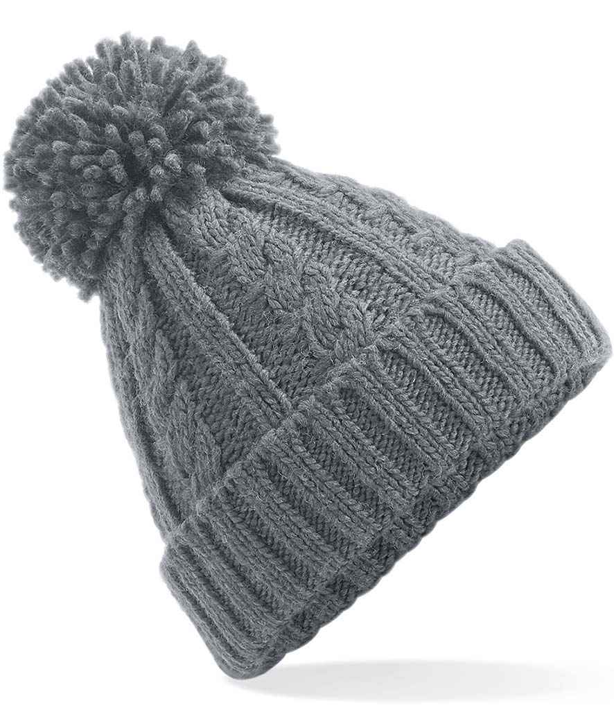 Beechfield Cable Knit Melange Beanie - Light Grey