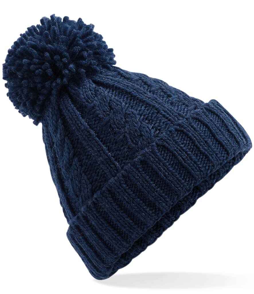 Beechfield Cable Knit Melange Beanie - Navy