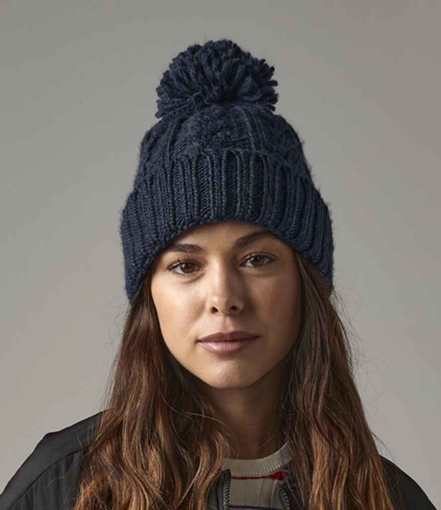Beechfield Cable Knit Melange Beanie - Navy