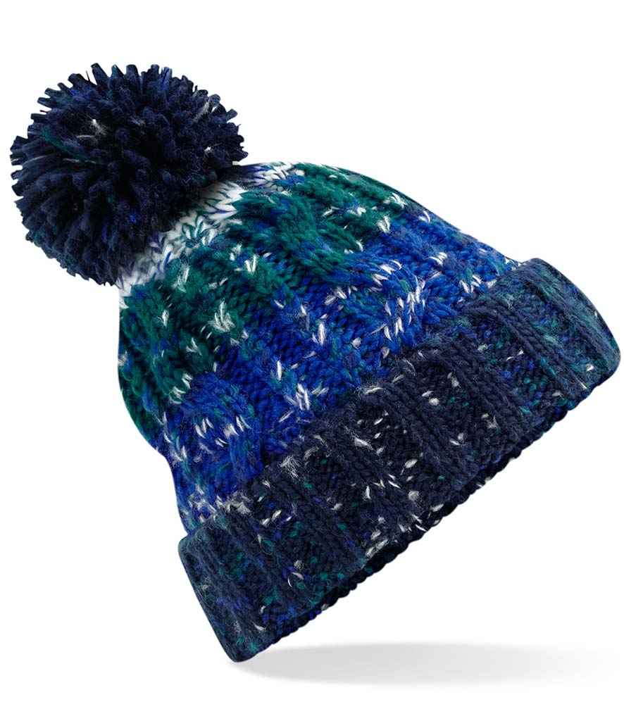Beechfield Corkscrew Pom Pom Beanie - Alpine Blues