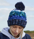 Beechfield Corkscrew Pom Pom Beanie - Alpine Blues