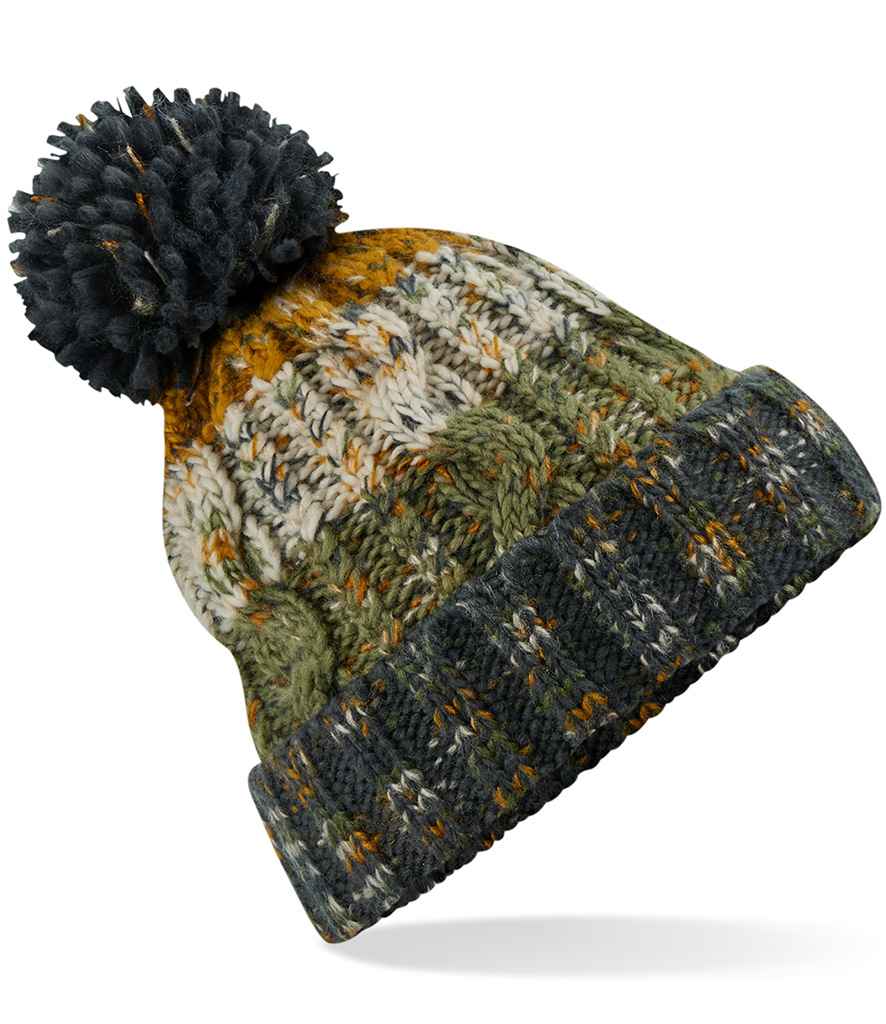 Beechfield Corkscrew Pom Pom Beanie - Autumn Moss