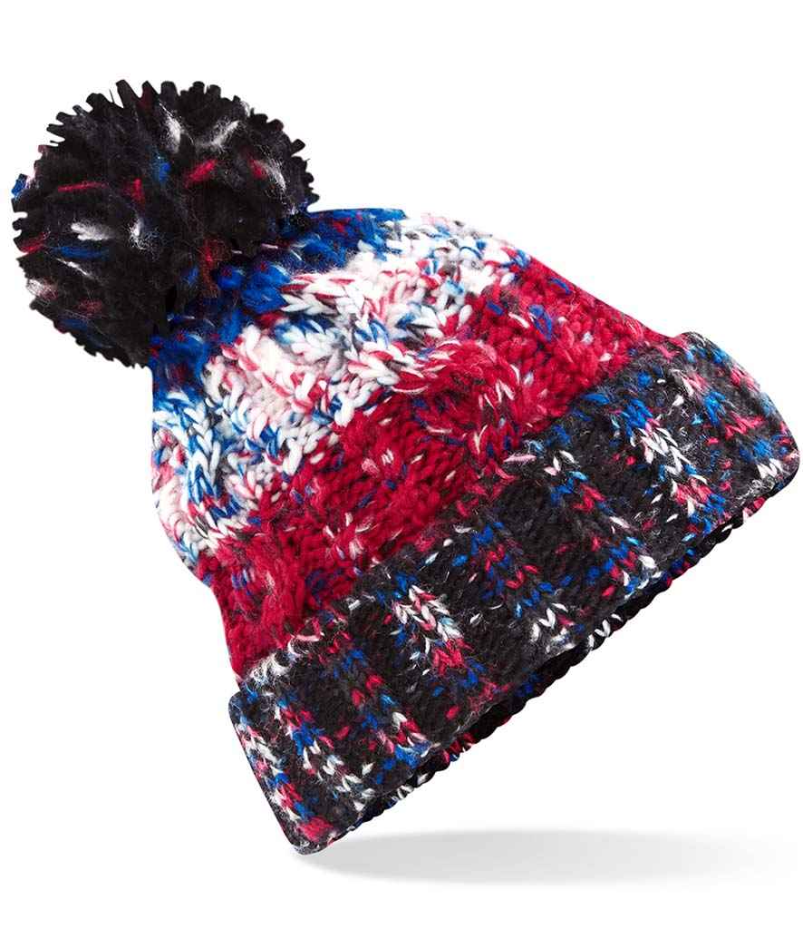 Beechfield Corkscrew Pom Pom Beanie - Black Jacks
