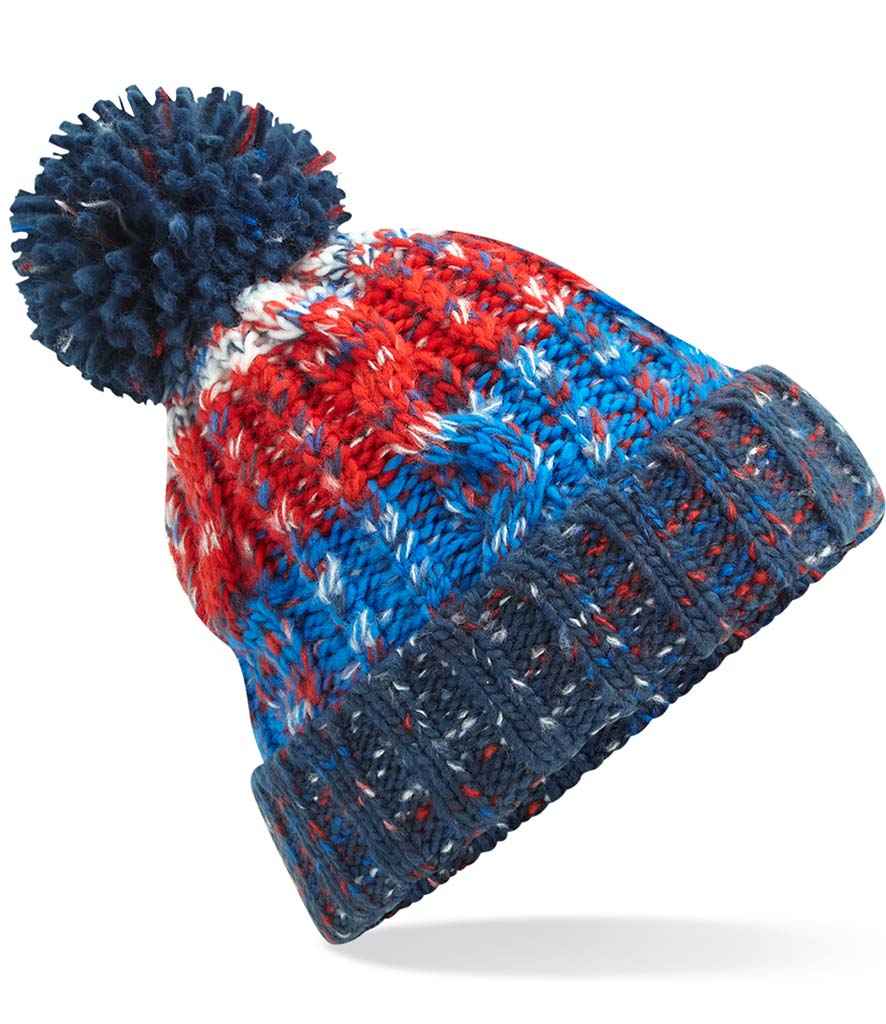 Beechfield Corkscrew Pom Pom Beanie - Chilli Blues
