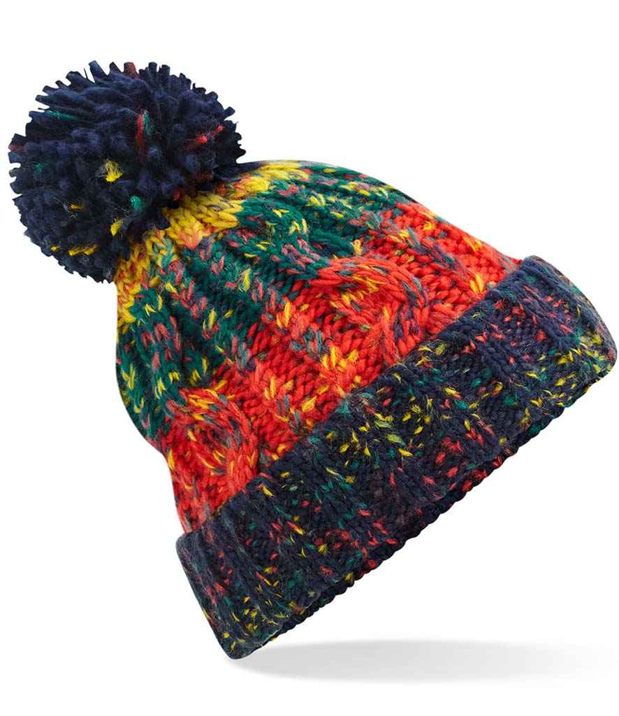 Beechfield Corkscrew Pom Pom Beanie - Crackling Campfire