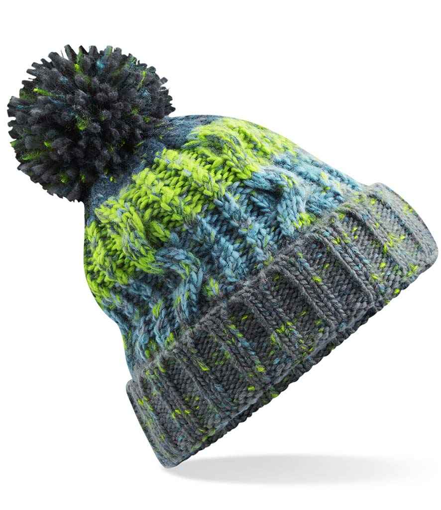 Beechfield Corkscrew Pom Pom Beanie - Electric Grey
