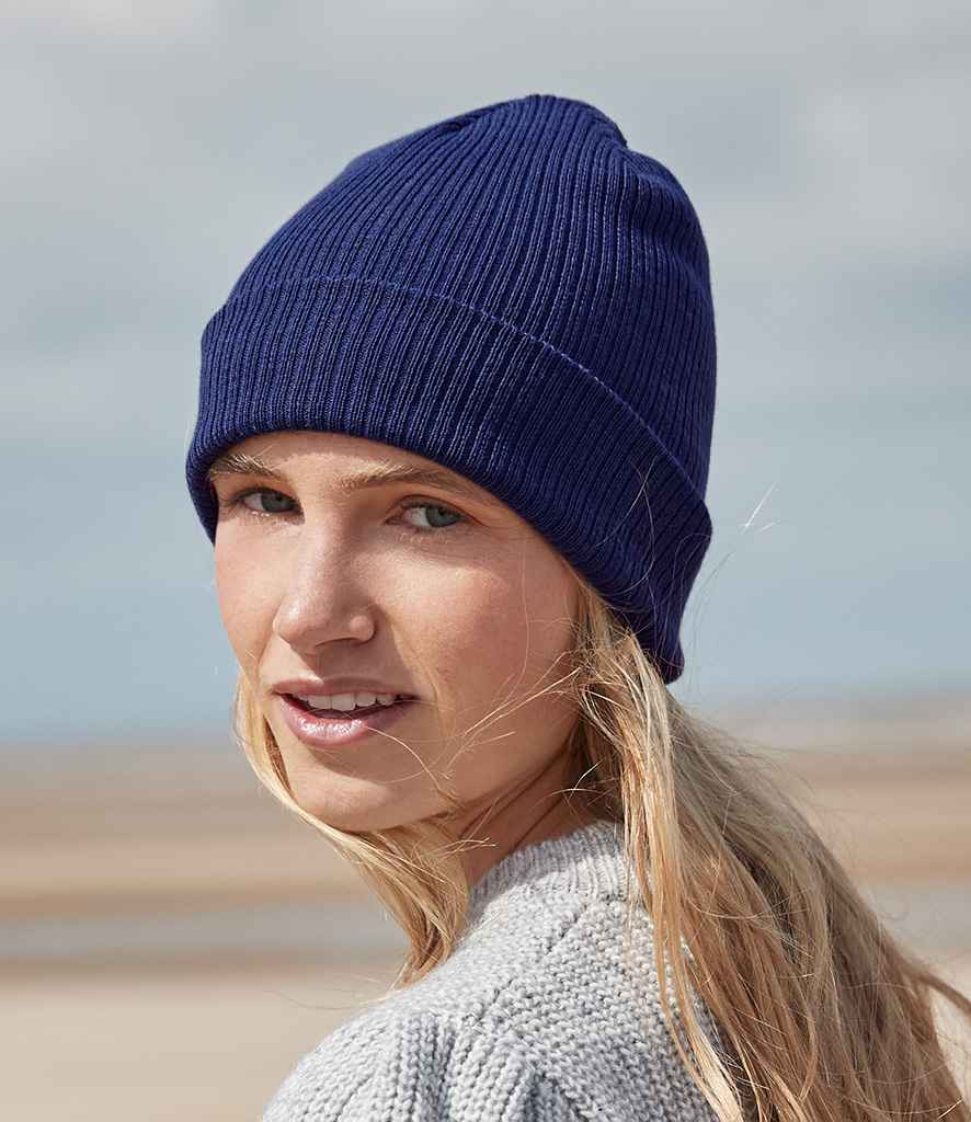 Beechfield Organic Cotton Fine Knit Beanie - Oxford Navy